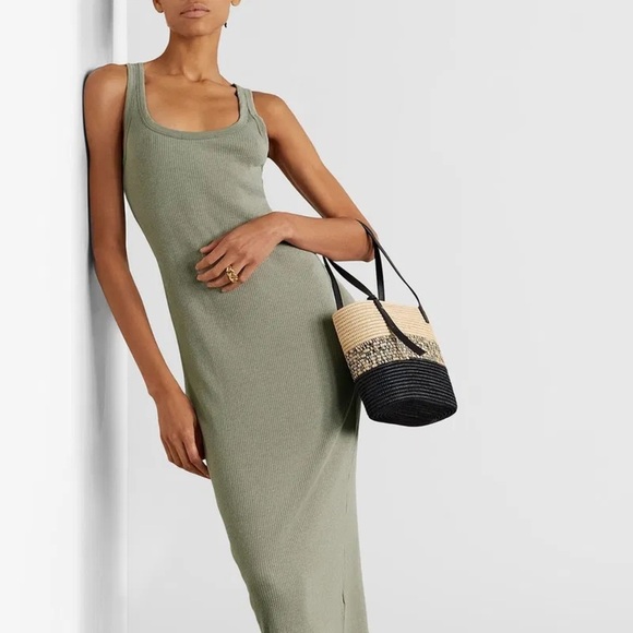 JAMES PERSE Ribbed Cotton Midi Green Dress size 2 - Picture 1 of 7